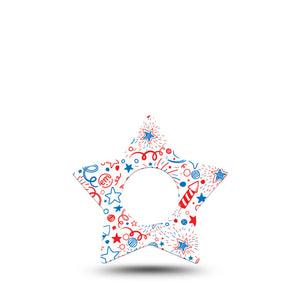 ExpressionMed Firework Doodles Infusion Set Star Shape Tape 5-Pack Burst of Fireworks Fixing Ring Patch Continuous Glucose Monitor Design