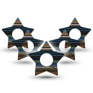ExpressionMed Dark Stripes Infusion Set Star Shape Tape 10-Pack y2k faded stripe Overlay Patch Continuous Glucose Monitor Design