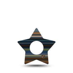 ExpressionMed Dark Stripes Infusion Set Star Shape Tape 5-Pack dark horizontal stripes Overlay Patch Continuous Glucose Monitor Design