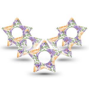 ExpressionMed Crocus Flowers Infusion Set Star Shape 10-Pack spring crocus Overlay Patch Continuous Glucose Monitor Design