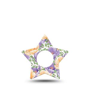 ExpressionMed Crocus Flowers Infusion Set Star Shape 5-Pack white crocus Overlay Patch Continuous Glucose Monitor Design