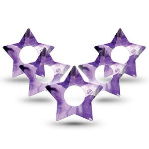 ExpressionMed Purple Storm Infusion Set Star Shape Tape 10-Pack cloudy purples Overlay Patch Continuous Glucose Monitor Design