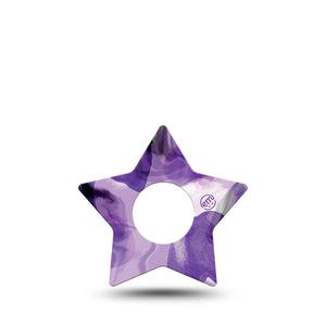 ExpressionMed Purple Storm Infusion Set Star Shape Tape 5-Pack Sheer like purples Overlay Patch Continuous Glucose Monitor Design