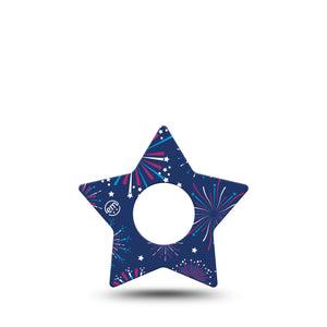 ExpressionMed Night Sky Celebration Infusion Set Star Shape Tape 5-Pack Radiant Fireworks Fixing Ring Patch Continuous Glucose Monitor Design