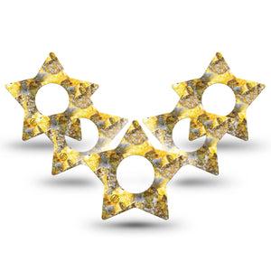 ExpressionMed Fall Camo Infusion Set Star Shape Tape 10-Pack Outdoorsy Camo In Yellow Fixing Ring Patch Continuous Glucose Monitor Design