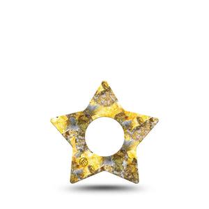ExpressionMed Fall Camo Infusion Set Star Shape Tape 5-Pack Hunting Yellow Camo Inspired Fixing Ring Patch Continuous Glucose Monitor Design