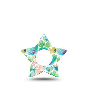 ExpressionMed Happy Go Lucky Flowers Infusion Set Star Shape Tape 5-Pack Happy Feel Florals Fixing Ring Patch Continuous Glucose Monitor Design