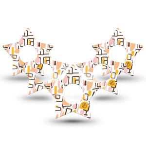 ExpressionMed Squiggles Infusion Set Star Shape Tape, 10-Pack Tape Fun Shapes Scribbles, Fixing Ring Patch Continuous Glucose Monitor Design