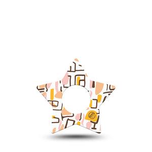 ExpressionMed Squiggles Infusion Set Star Shape Tape, 5-Pack Tape Summer Pastel Geometrics, Fixing Ring Patch Continuous Glucose Monitor Design