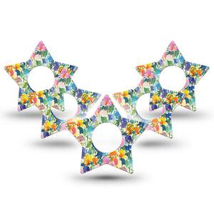 ExpressionMed Summer Fling Infusion Set Star Shape Tape, 10-Pack Tape Summer Artful Garden, Fixing Ring Patch Continuous Glucose Monitor Design