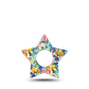 ExpressionMed Summer Fling Infusion Set Star Shape Tape, 5-Pack Tape Watercolor Petal Garden, Fixing Ring Patch Continuous Glucose Monitor Design