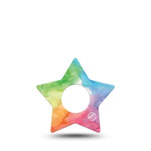 ExpressionMed Rainbow Clouds Star Infusion Set Tape, 5-Pack, Rainbow Fog Inspired, Plaster Patch Design