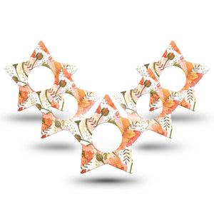 ExpressionMed Peachy Blooms Star Infusion Set Tape, 10-Pack, Blooming Florals Themed, Overlay Patch Design