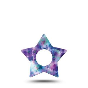 ExpressionMed Purple Tie Dye Star Infusion Set Tape, 5-Pack, Summer Outfit Themed, Adhesive Patch Design