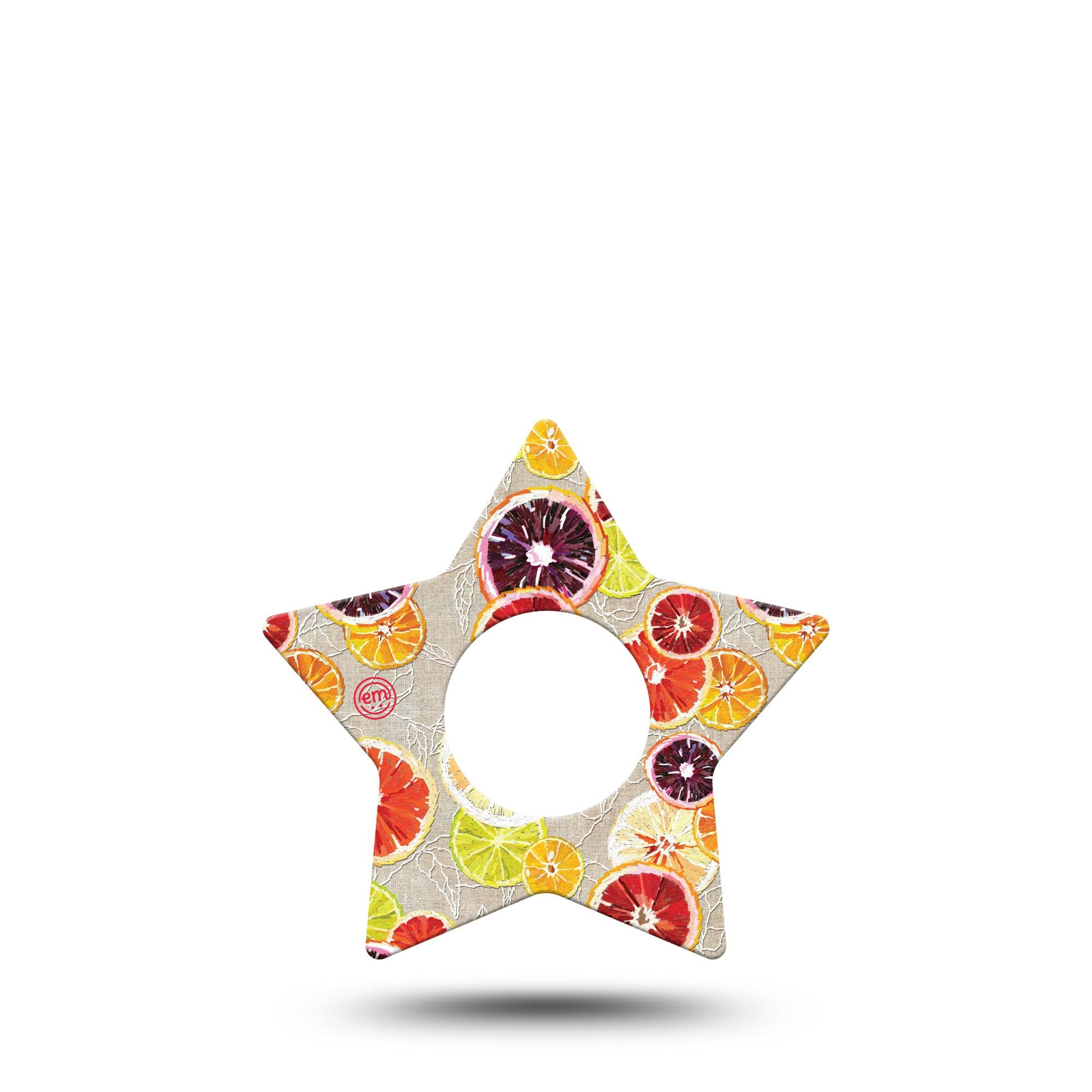 ExpressionMed Citrus Slices Star Infusion Set Tape, 5-Pack, Sweet And Sour Fruits Themed, Plaster Patch Design