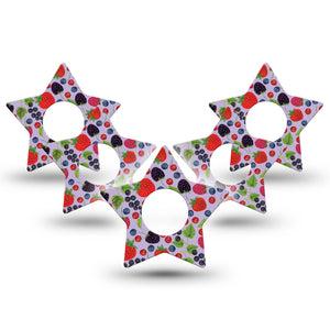 ExpressionMed Wild Berries Star Infusion Set Tape, 10-Pack, Bright Colored Fruits Themed, Adhesive Patch Design