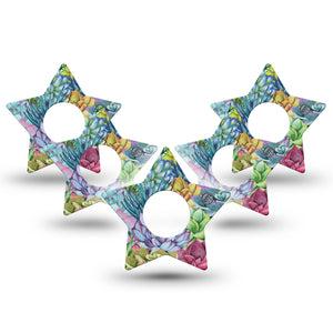 ExpressionMed Blue Succulents Infusion Set Star Shape Tape 10-pack Tape Succulent Bloom Fixing Ring Patch Continuous Glucose Monitor Design