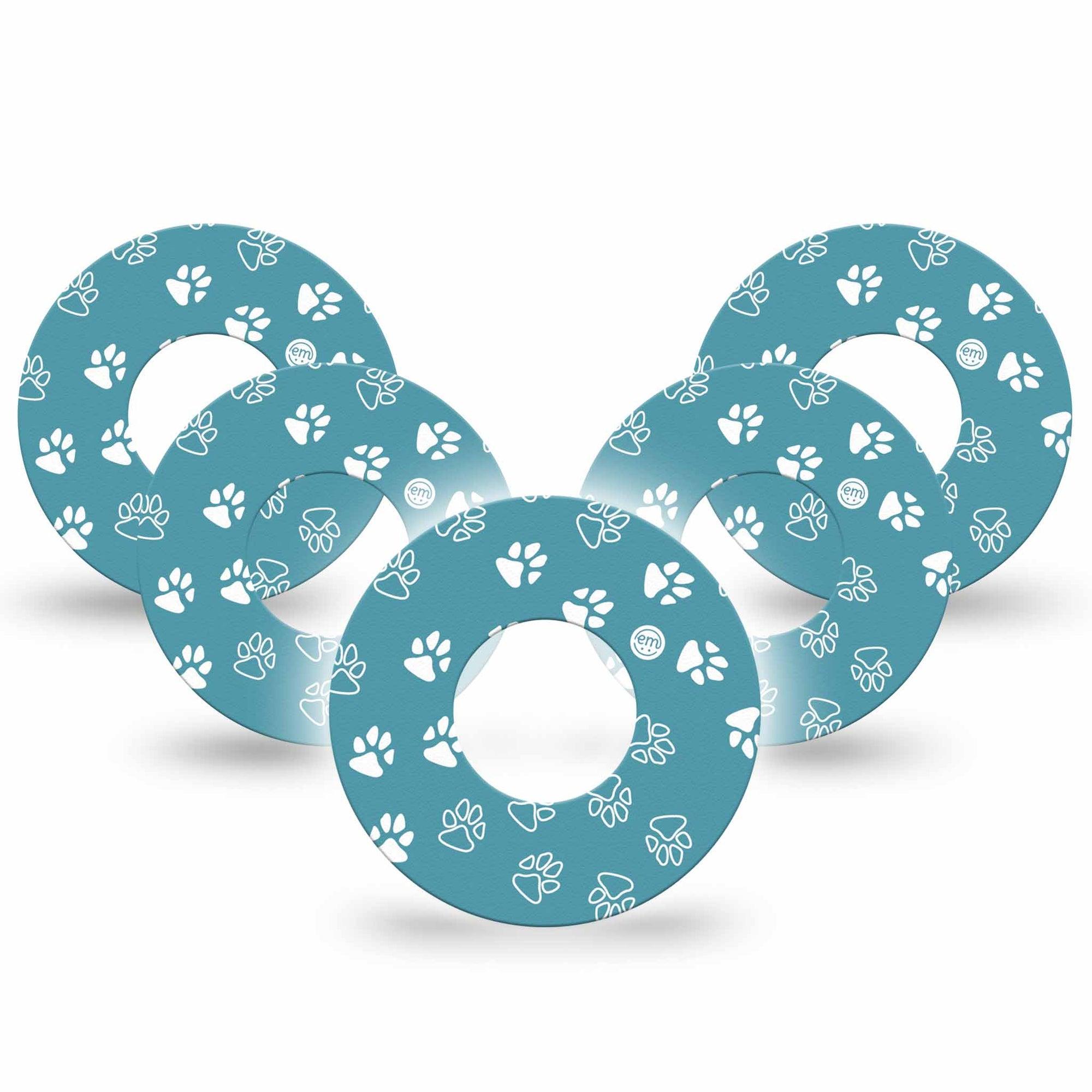 ExpressionMed Blue and White Pawprints Libre Tape 5-Pack, Abbott Lingo