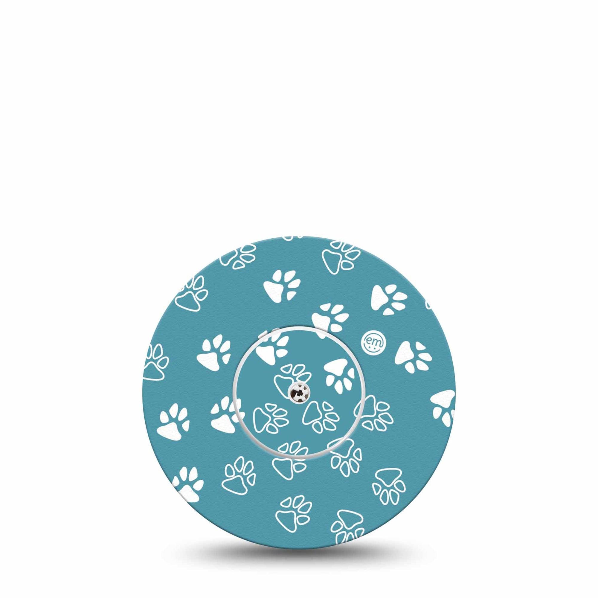 ExpressionMed Blue and White Pawprints Libre Tape, Single Sticker and   Tape, Abbott Lingo