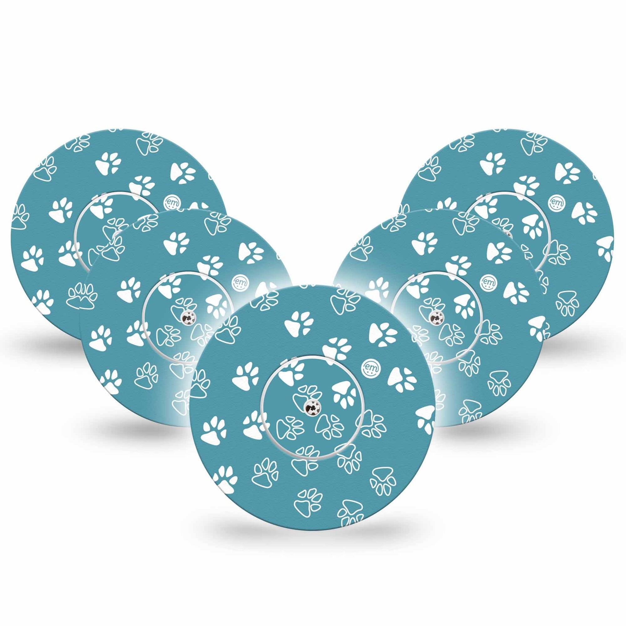 ExpressionMed Blue and White Pawprints Libre Tape 5-Pack Stickers and Tapes, Abbott Lingo