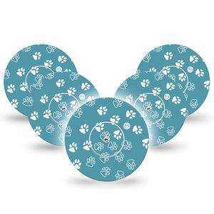 ExpressionMed Blue and White Pawprints Libre Tape 5-Pack Stickers and Tapes, Abbott Lingo