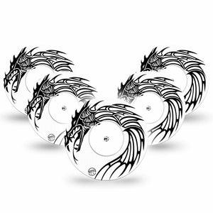 ExpressionMed Black and White Dragon Libre Tape 5-Pack Stickers and Tapes, Abbott Lingo