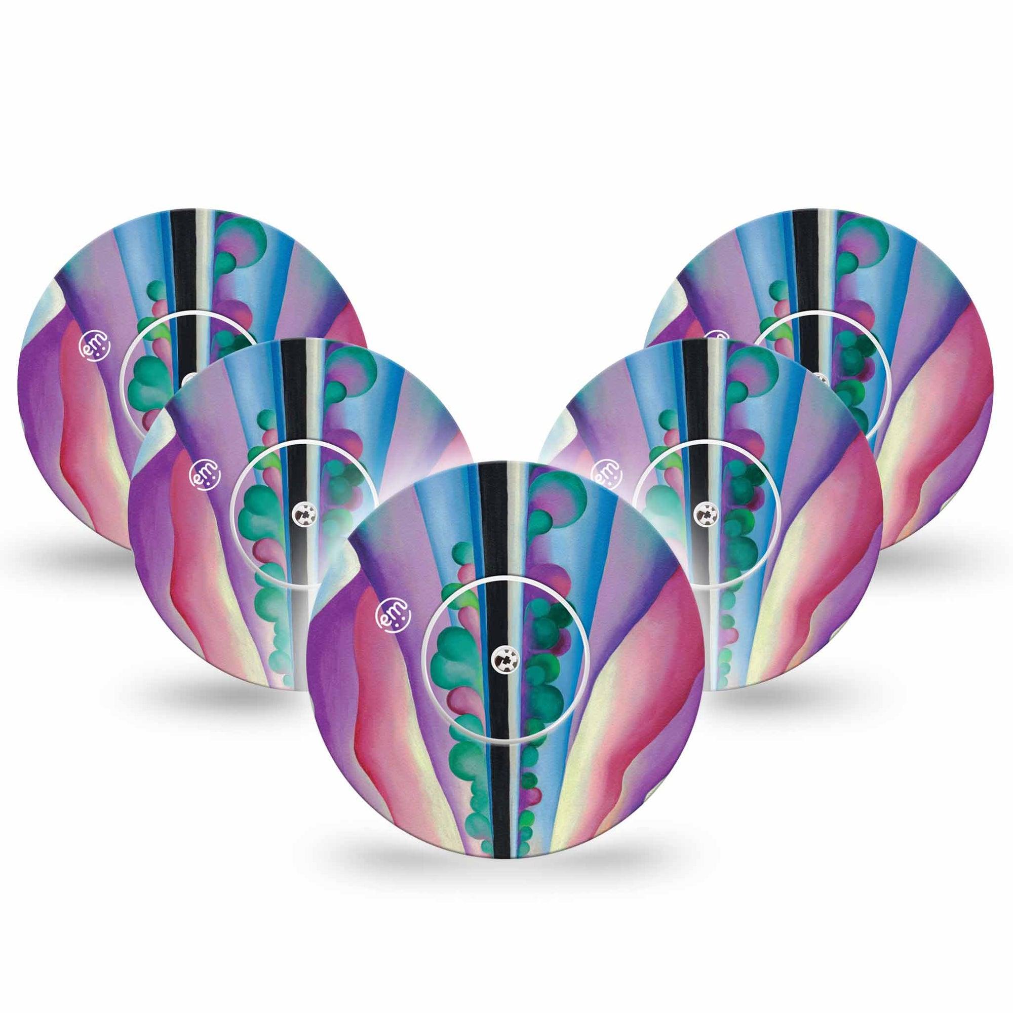 ExpressionMed Lake George Reflection Libre 2 Tape, 5-Pack Stickers and Tapes, Lake Modern Fine-Art Themed, CGM Plaster Patch Design, Abbott Lingo