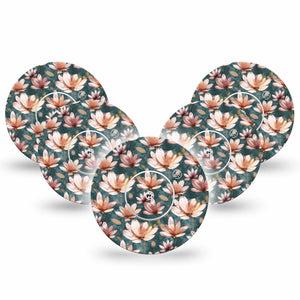 ExpressionMed Magnolia Libre 2 Tape, 5-Pack Stickers and Tapes, Bowl-Shaped Florals Themed, CGM Plaster Patch Design, Abbott Lingo
