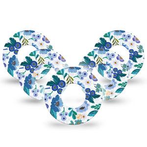 ExpressionMed Blue Anemone Libre 2 Tape, 5-Pack, Summer Blue Florals Inspired, CGM Adhesive Patch Design, Abbott Lingo