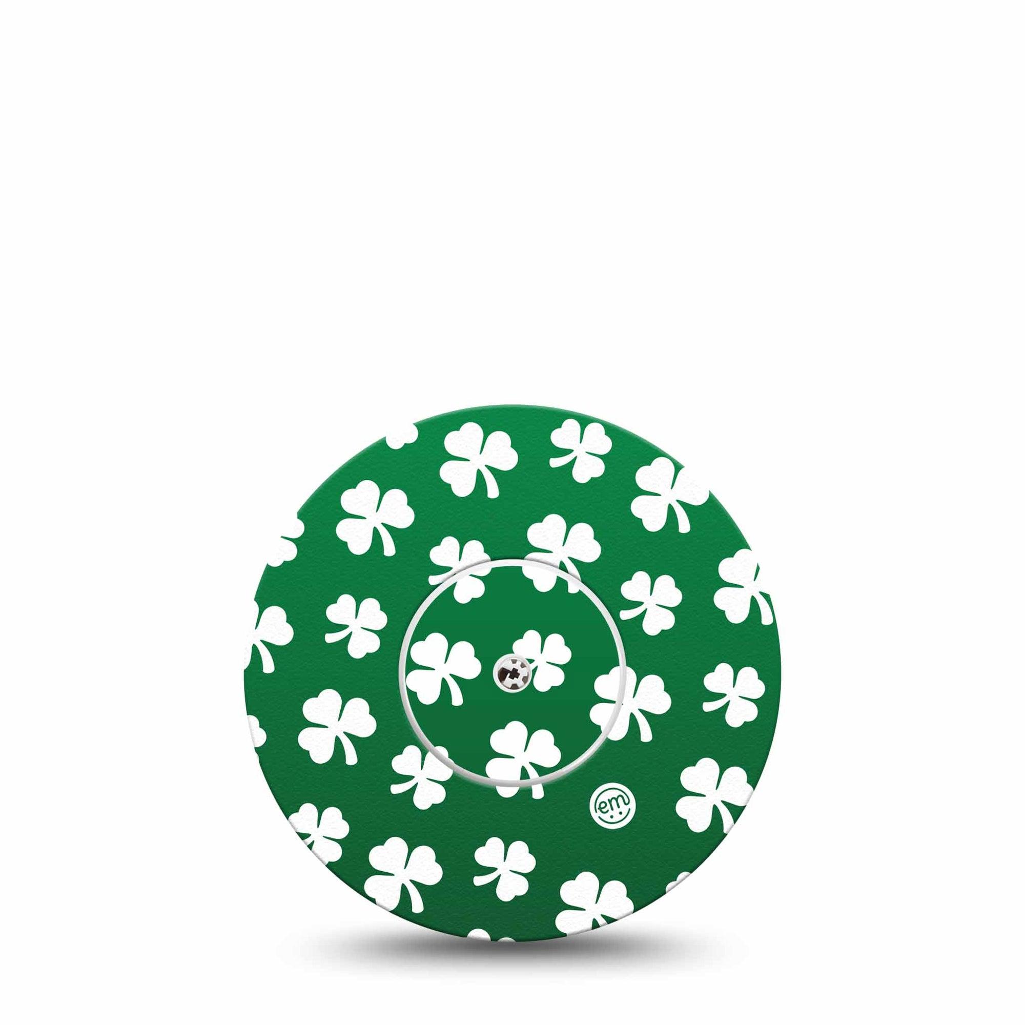 ExpressionMed Shamrock Freestyle Libre and Libre 2 Plus Tape, Abbott Lingo, Single Tape and Single Sticker White Shamrocks Themed, Fixing Ring Tape Continuous Glucose Monitor Design