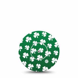 ExpressionMed Shamrock Freestyle Libre and Libre 2 Plus Tape, Abbott Lingo, Single Tape and Single Sticker White Shamrocks Themed, Fixing Ring Tape Continuous Glucose Monitor Design