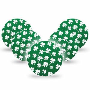 ExpressionMed Shamrock Freestyle Libre and Libre 2 Plus Tape, Abbott Lingo, 5-Pack Tape + 5-Pack Sticker Shamrocks Inspired, Fixing Ring Tape Continuous Glucose Monitor Design
