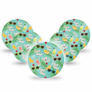 ExpressionMed Good Times Libre 2 Tape, 5-Pack Tape and 5-Pack Sticker, Refreshing Drinks Inspired, CGM Overlay Patch Design, Abbott Lingo