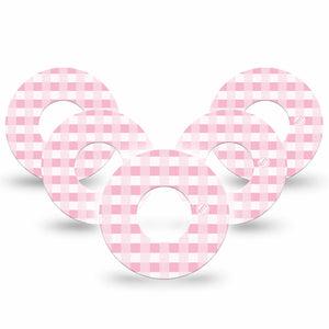 ExpressionMed Pink Gingham Libre 2 Tape, 5-Pack, Pink And White Stripes Themed, CGM Plaster Patch Design, Abbott Lingo