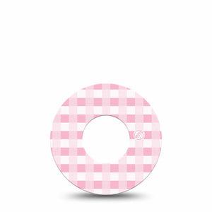 ExpressionMed Pink Gingham Libre 2 Tape, Single, Light Checkered Inspired, CGM Overlay Patch Design, Abbott Lingo