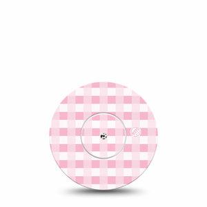 ExpressionMed Pink Gingham Freestyle Libre and Libre 2 Plus Tape, Abbott Lingo, Single Tape and Single Sticker Pink And White Stripes Themed,  Fixing Ring Tape Continuous Glucose Monitor Design