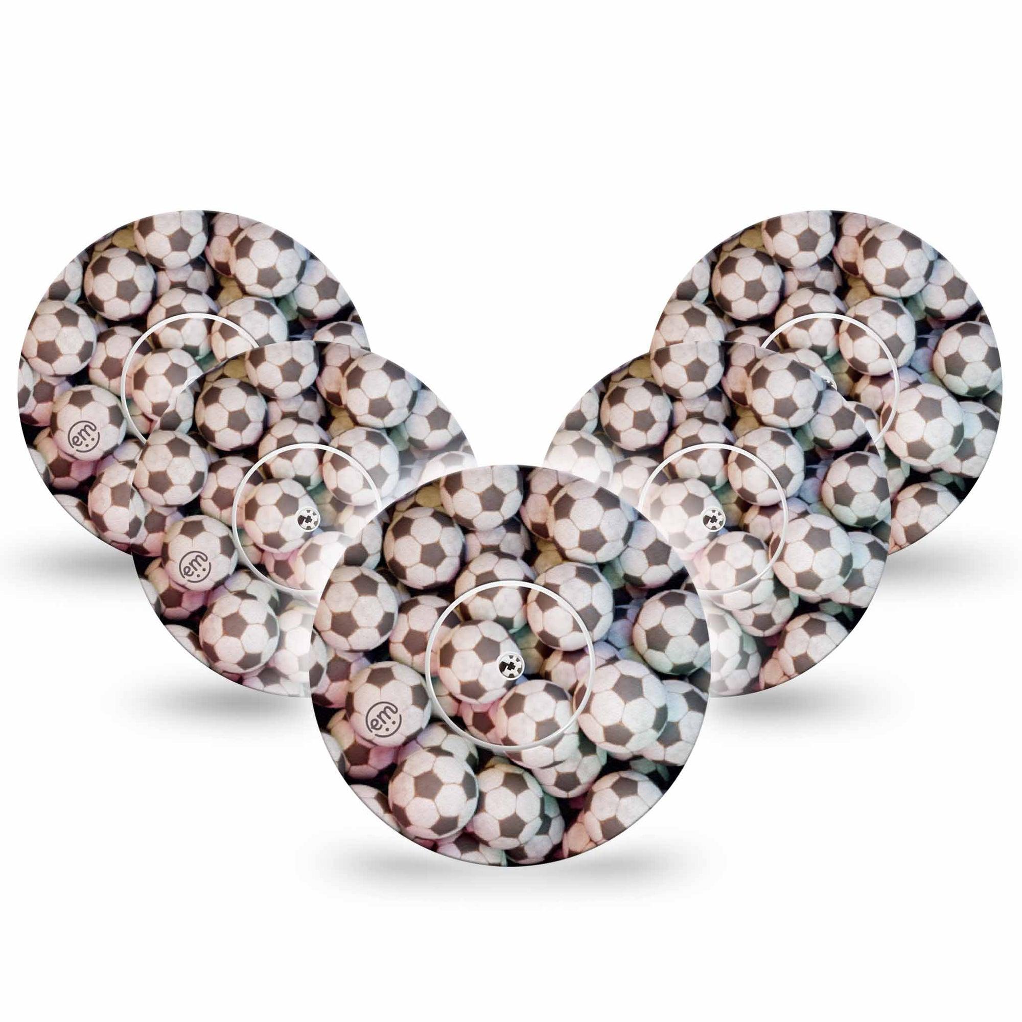 ExpressionMed Soccer Libre 2 Tape, 5-Pack, Football Game Inspired, CGM Plaster Patch Design, Abbott Lingo with center stickers