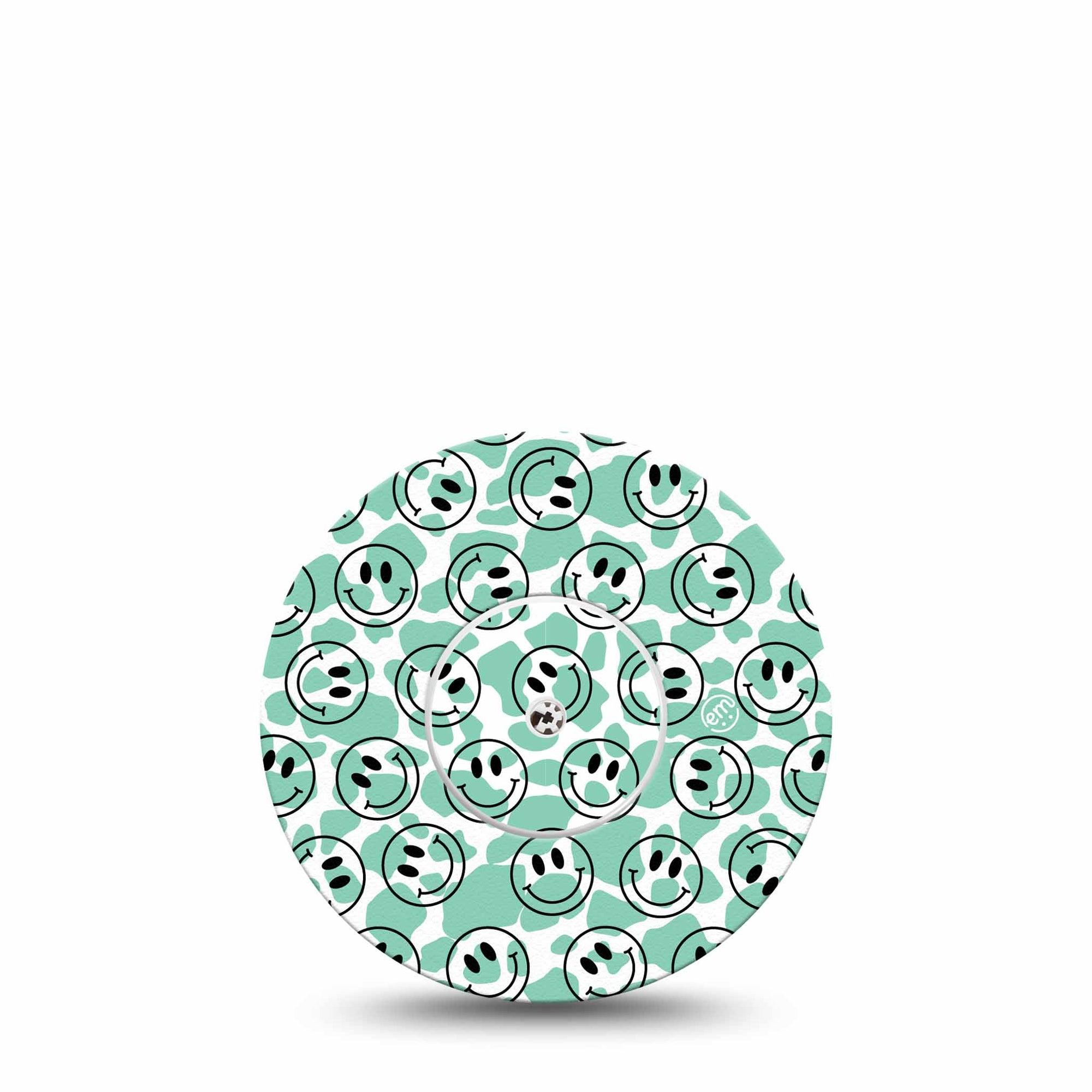 ExpressionMed Happy Cow Print Freestyle Libre and Libre 2 Plus Tape, Abbott Lingo, Single Tape and Single Sticker Friendly Heifer, Fixing Ring Tape Continuous Glucose Monitor Design