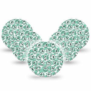 ExpressionMed Happy Cow Print Freestyle Libre and Libre 2 Plus Tape, Abbott Lingo, 5-Pack Tape + 5-Pack Sticker Smiling Cow, Fixing Ring Tape Continuous Glucose Monitor Design