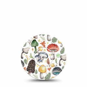 ExpressionMed Forrest Mushrooms Libre Tape Exotic Mushrooms, CGM Adhesive Patch Design, Abbott Lingo with center sticker