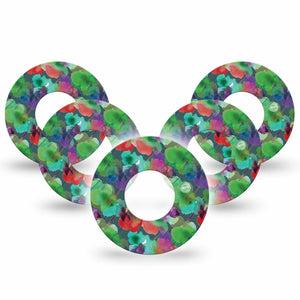 ExpressionMed Watercolor Mood Libre Tape 5-Pack Color Splats, CGM Overlay Patch Design, Abbott Lingo