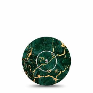 ExpressionMed Green & Gold Marble Libre Tape, Single Sticker and Tape, Crystal Gemstone, CGM Overlay Patch Design, Abbott Lingo