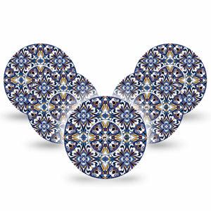 ExpressionMed Moroccan Tile Libre 2 Tape, 5-Pack Tape and 5-Pack Sticker, Symetrical Patterns Themed, CGM Plaster Patch Design, Abbott Lingo