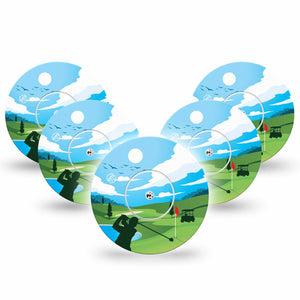 ExpressionMed Golf Libre 2 Tape, 5-Pack Tape and 5-Pack Sticker, Single Sports Themed, CGM Overlay Patch Design, Abbott Lingo