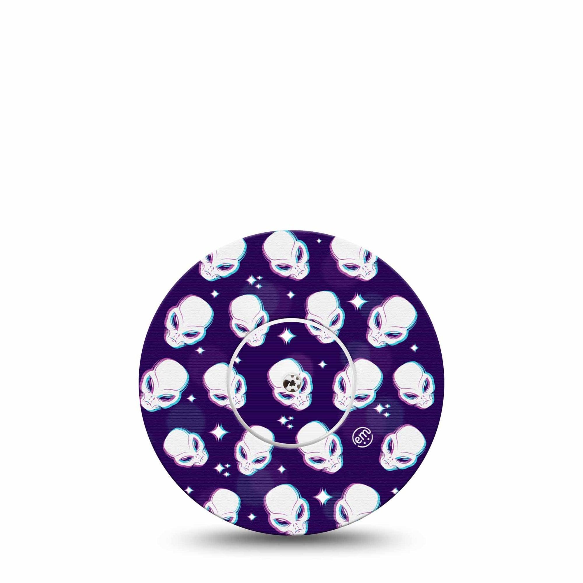 ExpressionMed Aliens Libre Tape, Single Tape and Single Sticker, Space alien heads, CGM Adhesive Patch Design, Abbott Lingo