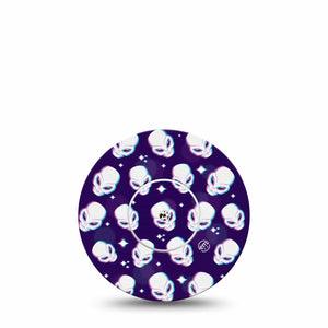 ExpressionMed Aliens Libre Tape, Single Tape and Single Sticker, Space alien heads, CGM Adhesive Patch Design, Abbott Lingo