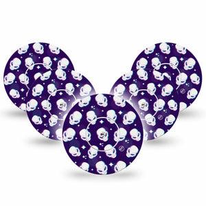 ExpressionMed Aliens Libre Tape, 5-Pack Tape and 5-Pack Sticker, Cool Alien Heads, CGM Fixing Ring Patch Design, Abbott Lingo