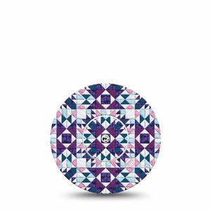 ExpressionMed Quilted Libre Tape Colorful Quilt, CGM Overlay Patch Design, Abbott Lingo with center sticker