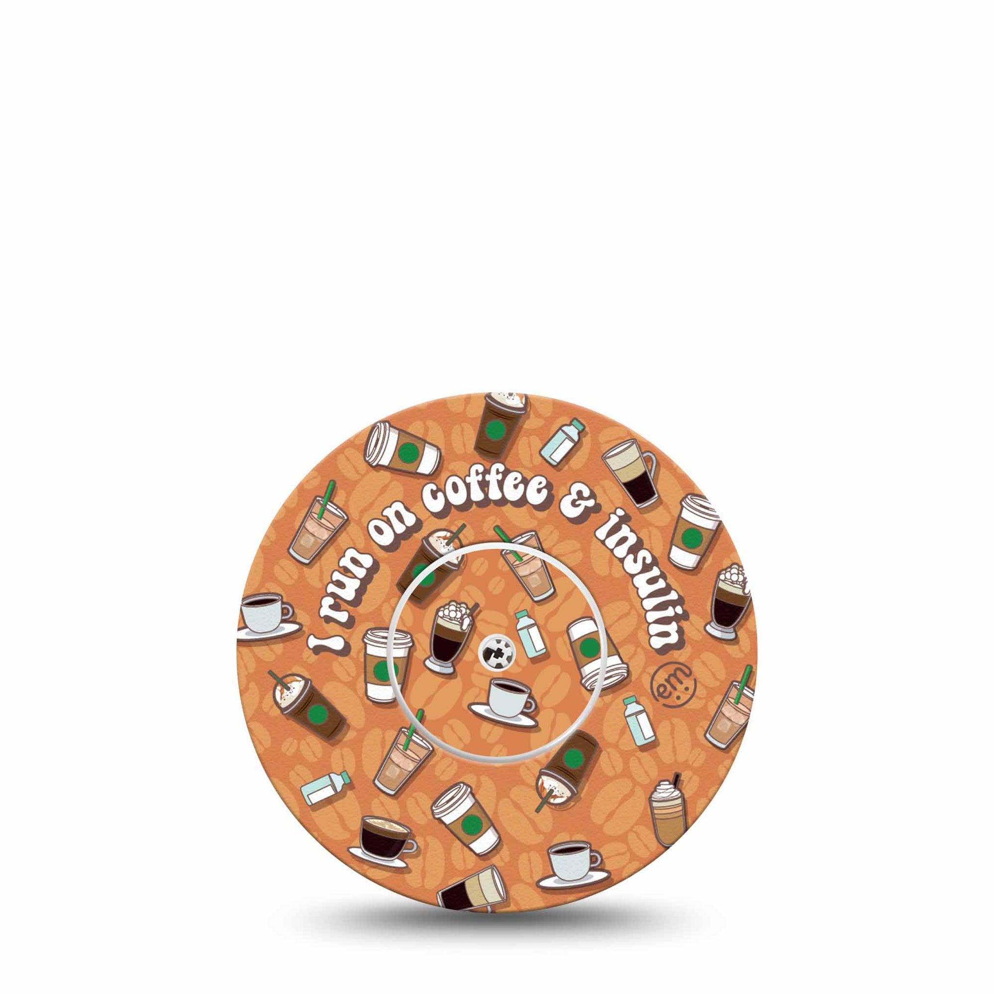 ExpressionMed Coffee and Insulin Libre Tape Retro Coffee, CGM Overlay Tape Design, Abbott Lingo