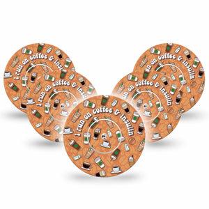 ExpressionMed Coffee and Insulin Libre Tape 5-Pack Iced Coffee and Meds, CGM Fixing Ring Design, Abbott Lingo